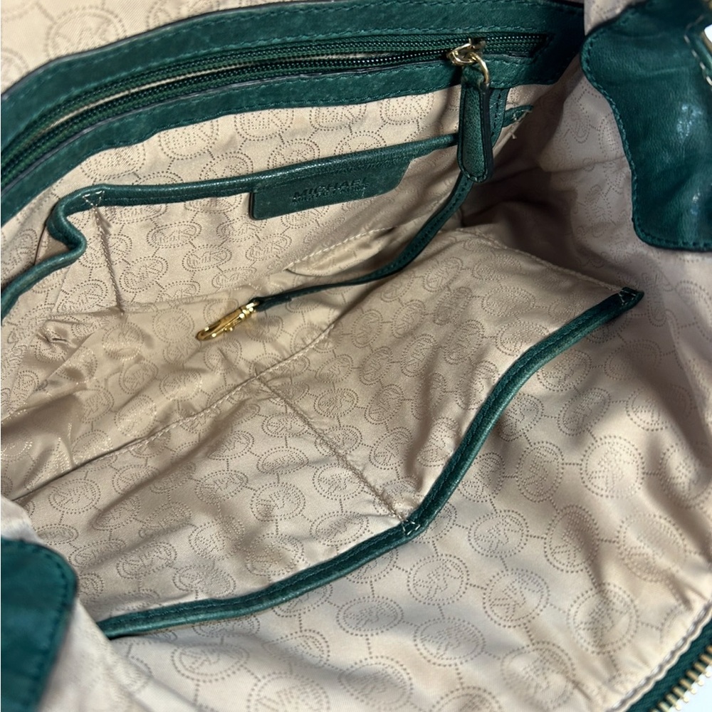 Michael Kors Uptown Astor studded leather satchel bag in hunter green Circa 2004 - Picture 8 of 8